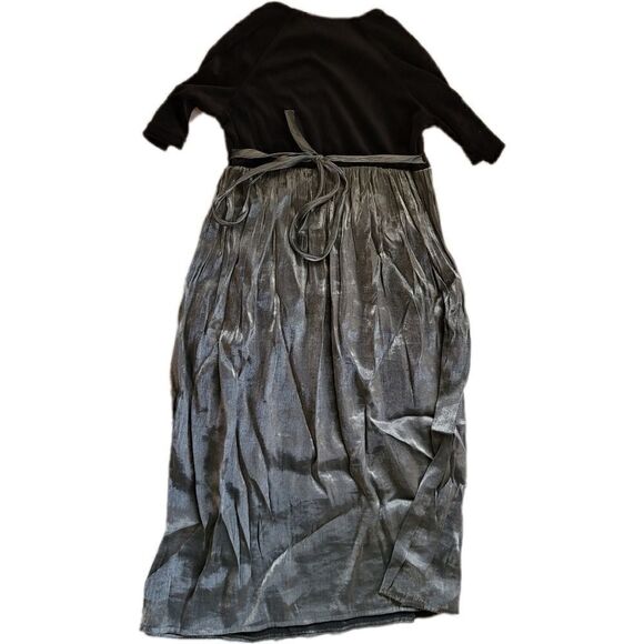 Girls youth 90's full length Velvety silver dress - Picture 2 of 4